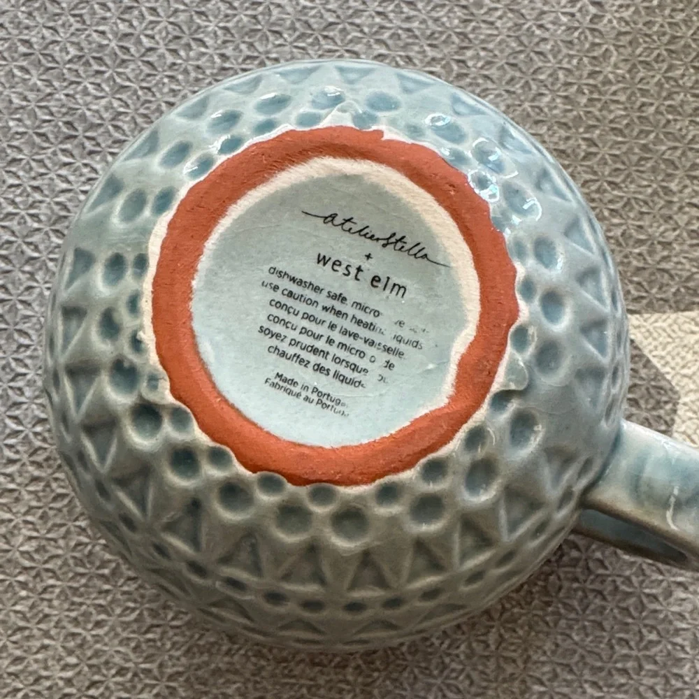Ceramic Face Mugs - Set of 2 in Green and Cream